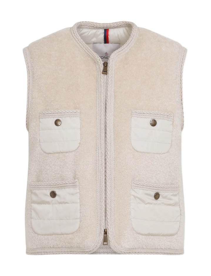 Moncler Mimosas Braided Trim Teddy Down Gilet