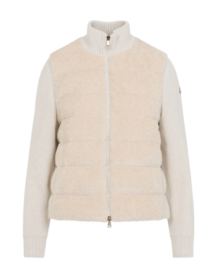 Moncler Padded Teddy & Wool Zip-Up Cardigan