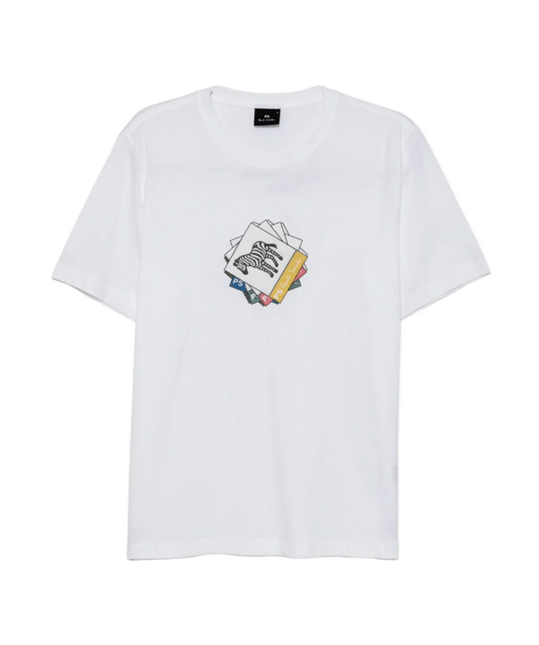 PS Paul Smith Cotton 'Zebra' Print T-Shirt in white