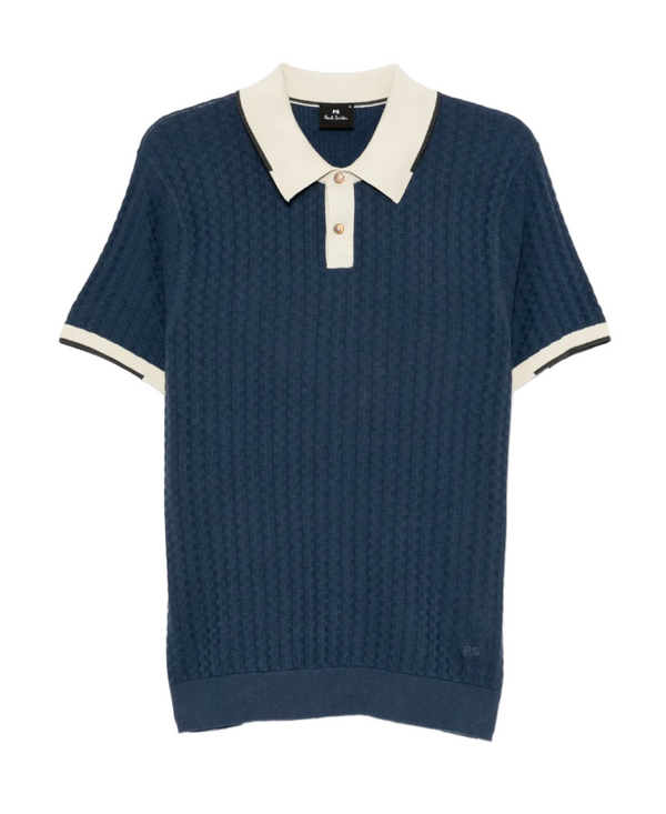 PS Paul Smith blue knitted polo shirt