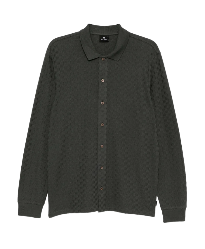 PS Paul Smith long-sleeve grey knitted polo shirt