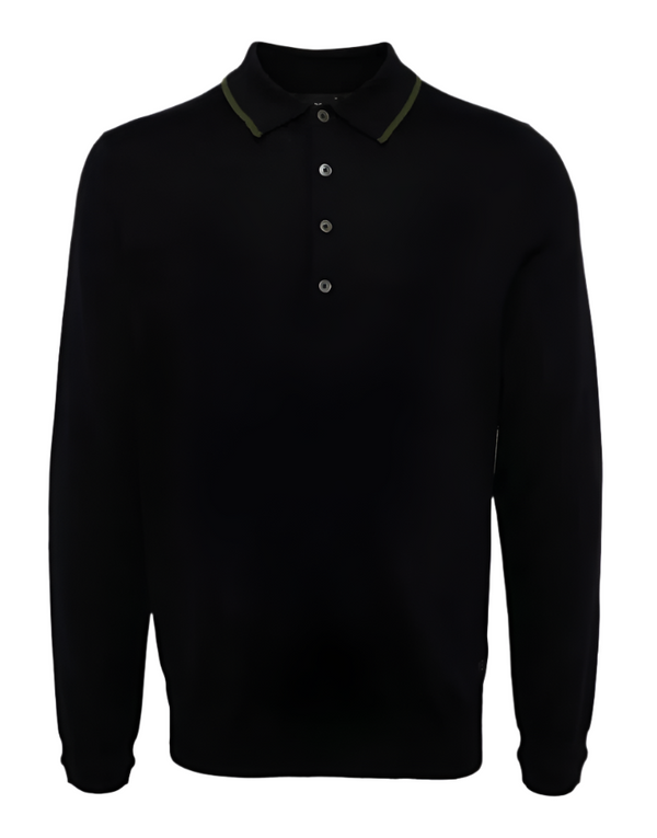 PS Paul Smith navy merino-wool polo sweater