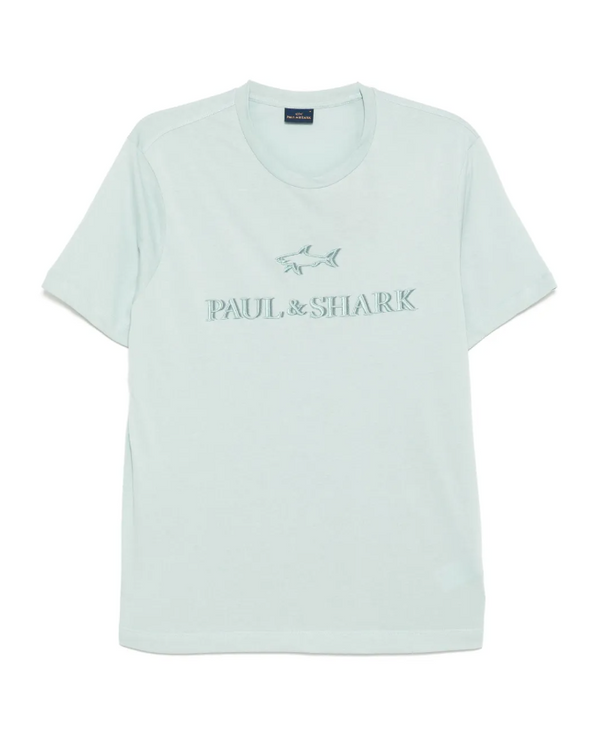 Paul & Shark cotton green t-shirt with logo embroidery
