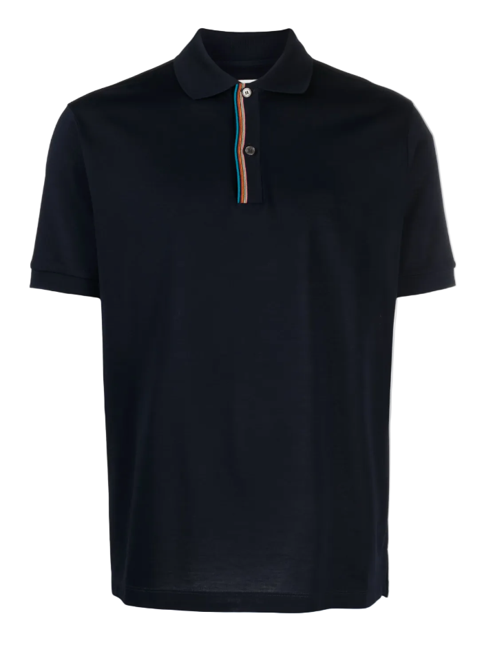 Paul Smith Navy 'Signature Stripe' Trim Polo Shirt