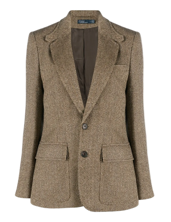 Polo Ralph Lauren Brown Single-Breasted Herringbone Blazer