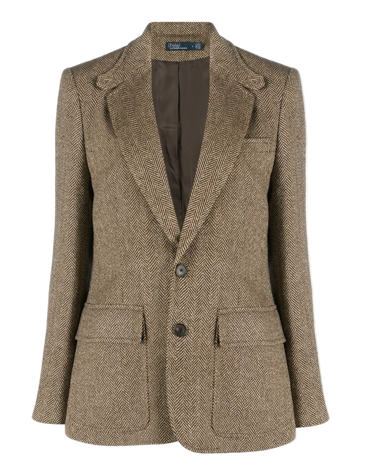 Polo Ralph Lauren Brown Single-Breasted Herringbone Blazer