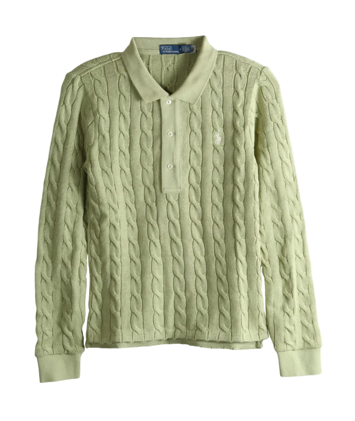 Polo Ralph Lauren Cable-Knit Buttoned Polo Top