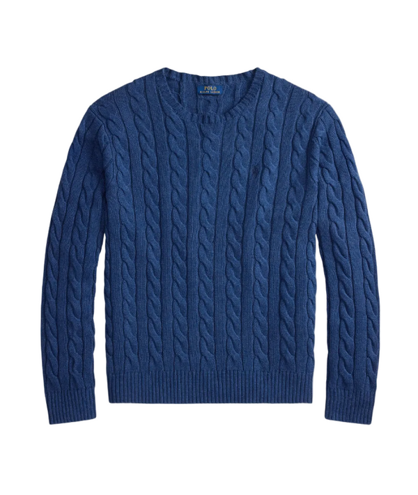 Polo Ralph Lauren blue logo-embroidered cable-knit jumper