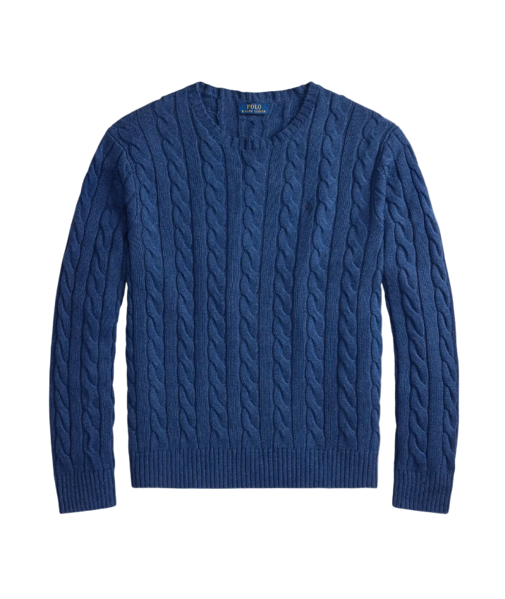 Polo Ralph Lauren blue logo-embroidered cable-knit jumper