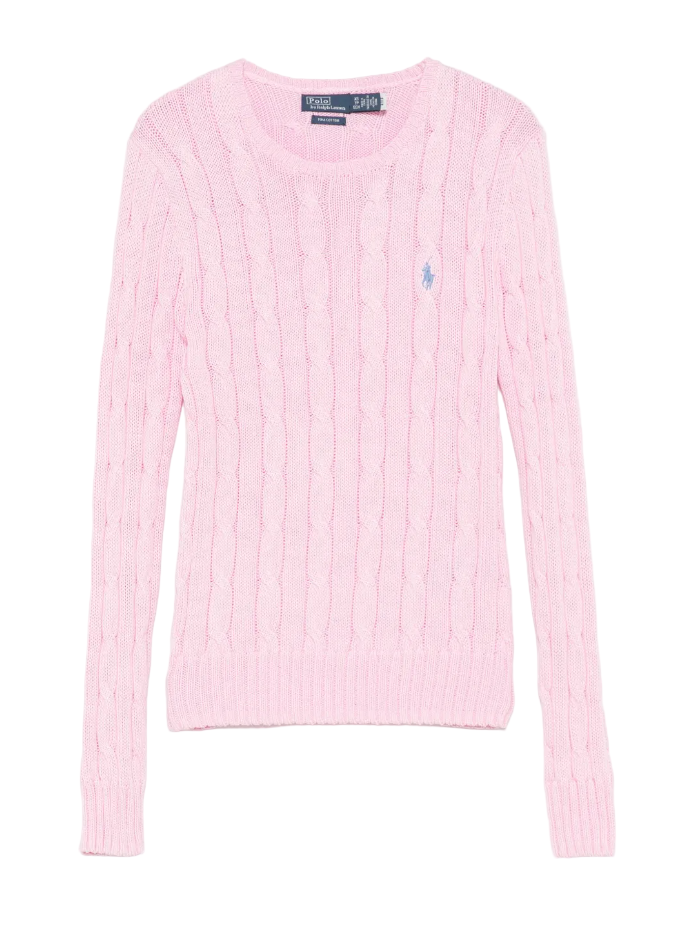 Polo Ralph Lauren cable-knit cotton crewneck jumper in pink