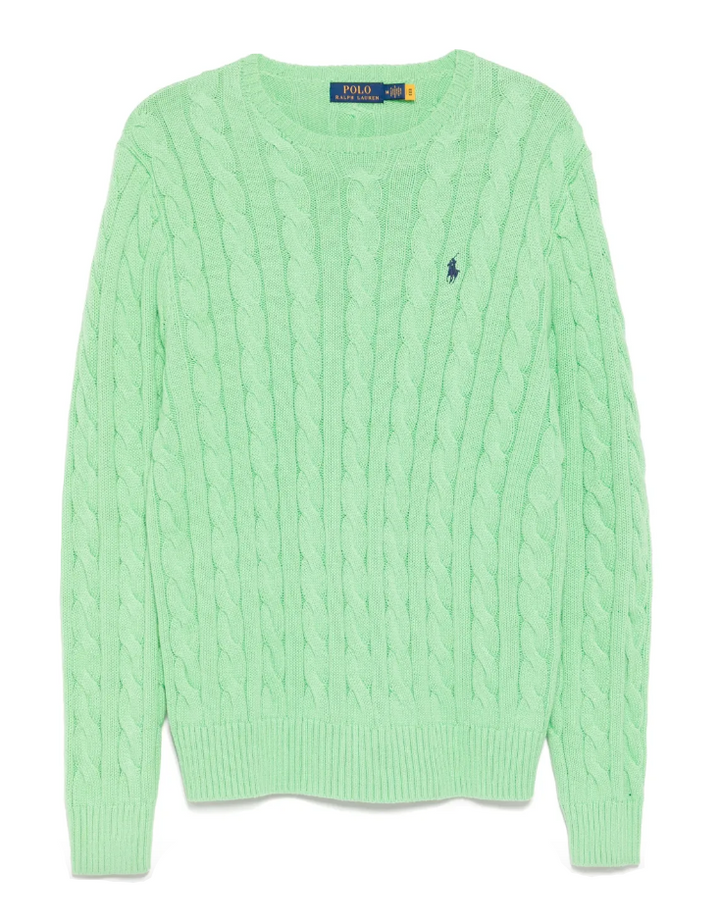 Polo Ralph Lauren green logo-embroidered cable-knit jumper