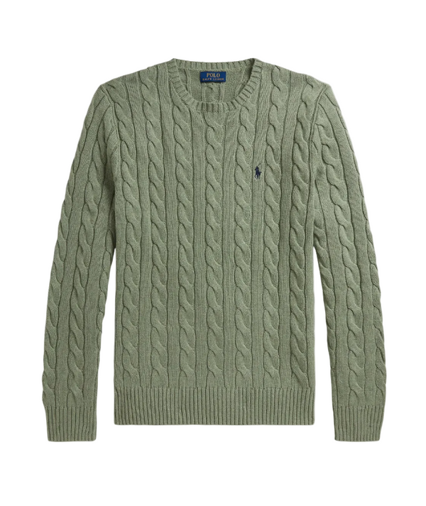 Polo Ralph Lauren light green logo-embroidered cable-knit jumpe
