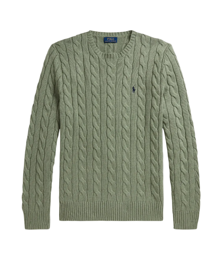 Polo Ralph Lauren light green logo-embroidered cable-knit jumpe