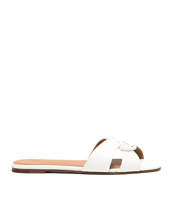 Polo Ralph Lauren pebbled leather O-Ring sandal in white