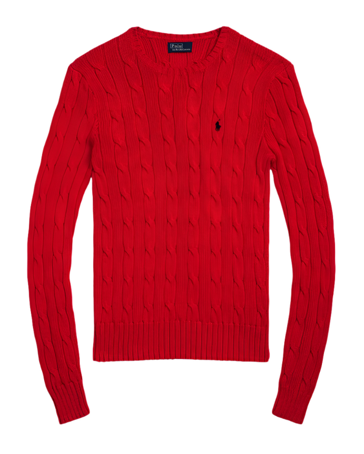 Polo Ralph Lauren red cable-knit cotton crewneck jumper