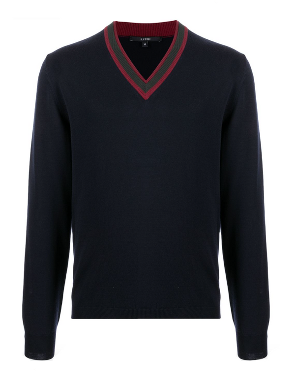 Gucci Ink blue wool v-neck sweater