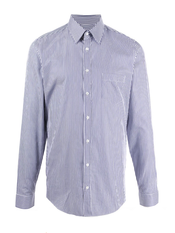 Gucci Dark blue & white striped cotton slim fit shirt