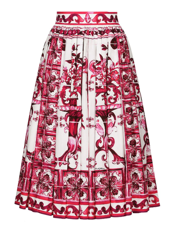 Dolce & Gabbana poplin midi skirt with Majolica print