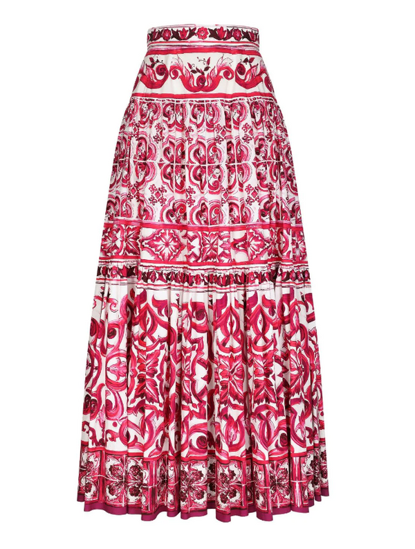 Dolce & Gabbana long majolica-print poplin skirt