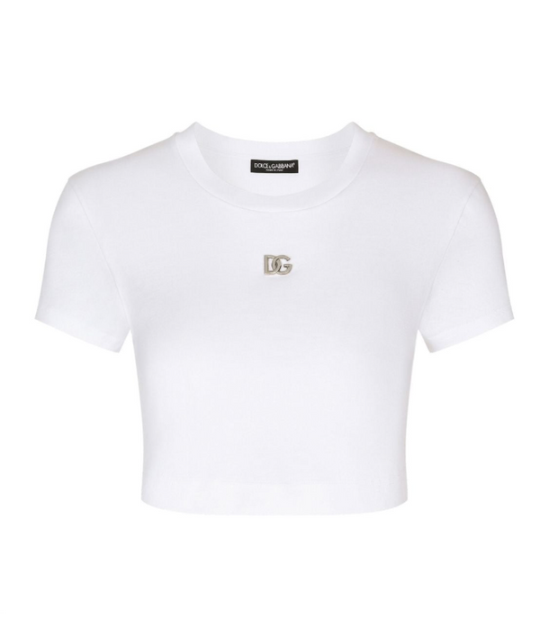 Dolce & Gabbana cropped jersey T-shirt with DG logo