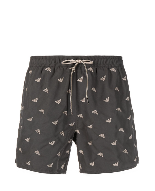 Emporio Armani swim trunks with drawstring and embroidered eagles