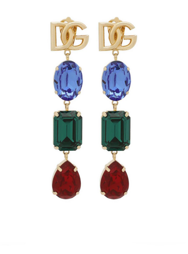 Dolce & Gabbana long earrings with DG logo and rhinestones