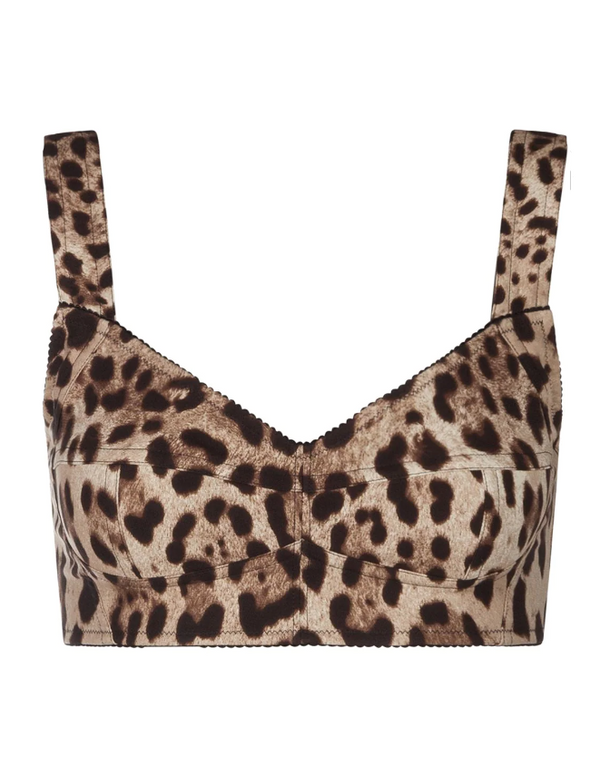 Dolce & Gabbana short bustier top with leopard print