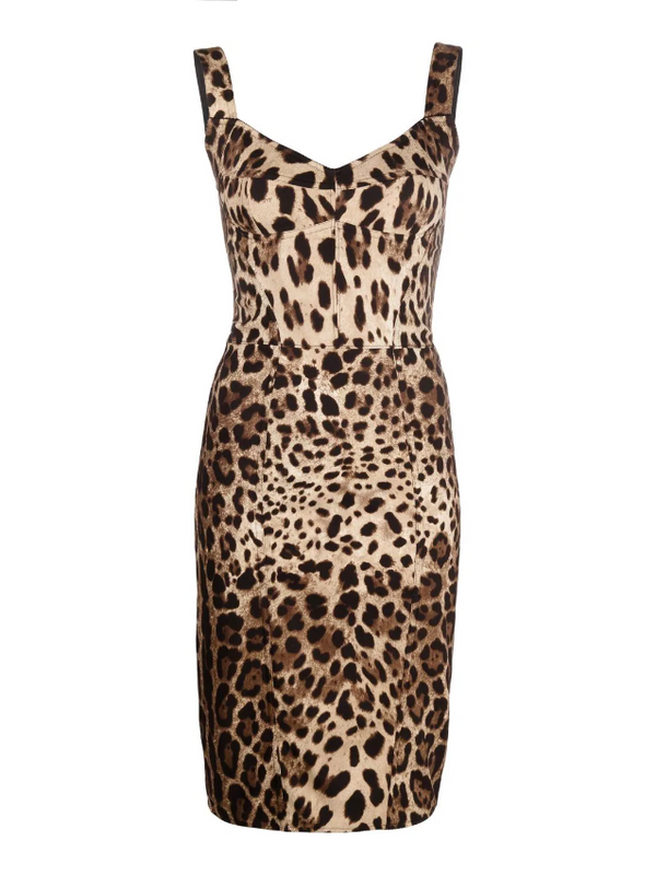 Dolce & Gabbana leopard print corset midi dress