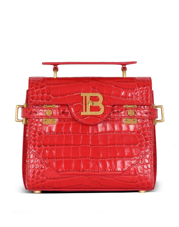 Balmain B-Buzz 23 bag in crocodile-print leather