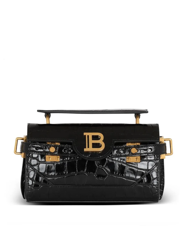 Balmain B-Buzz 19 bag in crocodile-print leather