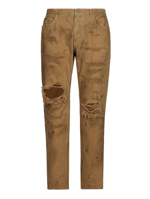 Dolce & Gabbana over-dyed loose fit stretch jeans with rips