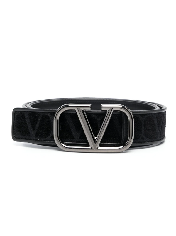 Valentino Garavani Toile Iconographe belt with leather detailing.