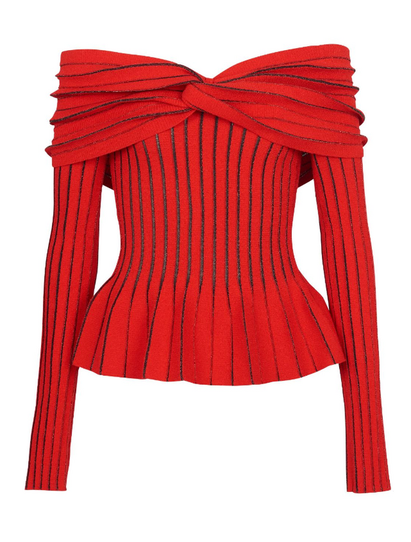 Balmain knotted off-the-shoulder top