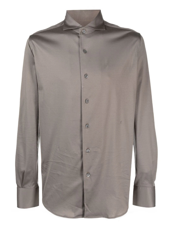 Canali spread-collar cotton shirt