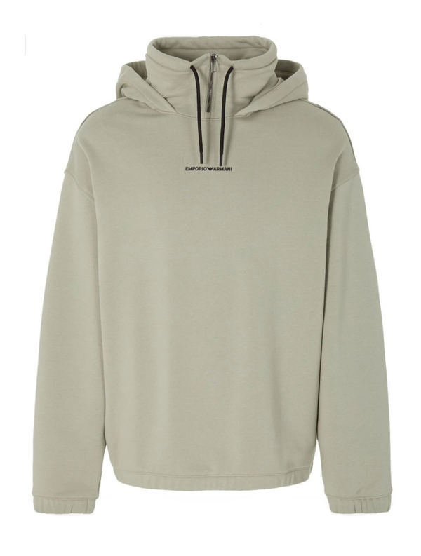 Emporio Armani logo-print half-zip cotton hoodie