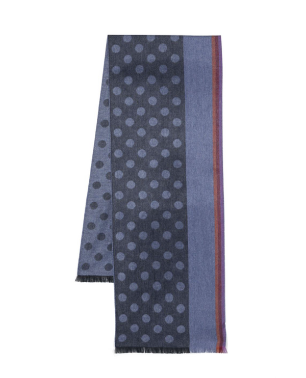 PS Paul Smith patterned intarsia-knit frayed-edge scarf