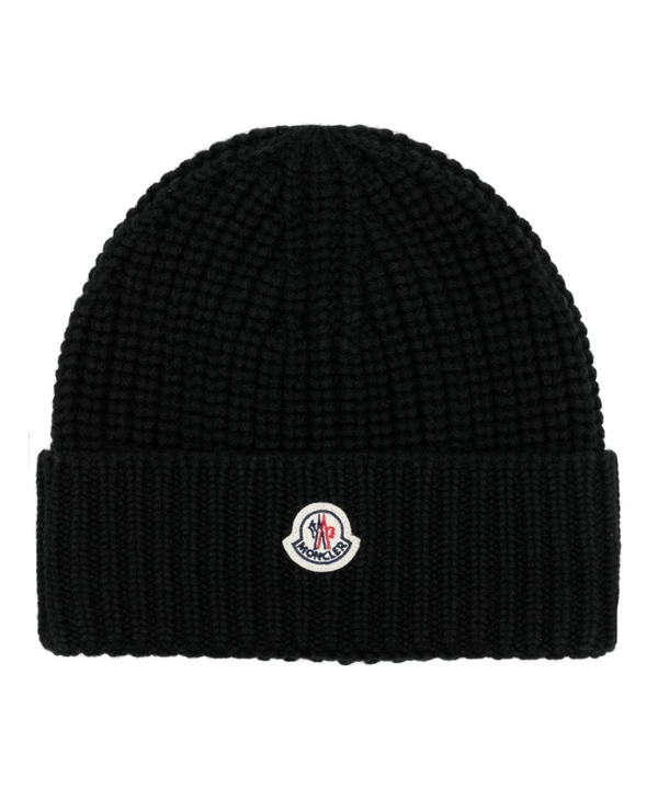 Moncler logo-patch ribbed-knit beanie