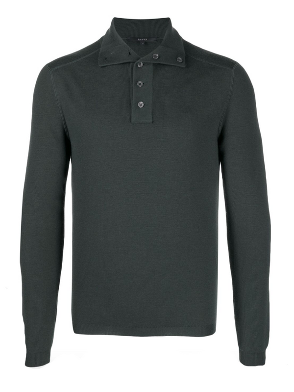 Gucci long-sleeve fine-knit polo top