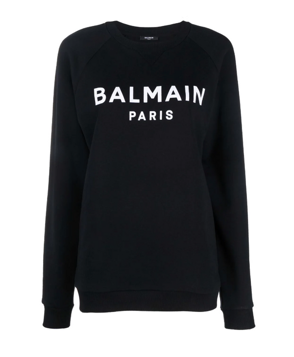 Balmain flocked logo-print sweatshirt