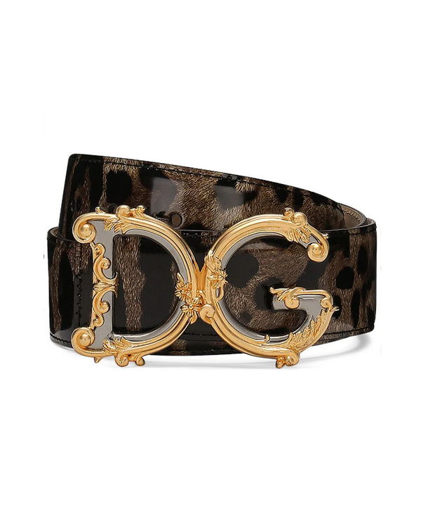 Dolce & Gabbana logo-plaque leopard-print belt