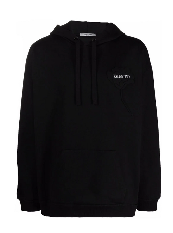 Valentino logo floral patch hoodie