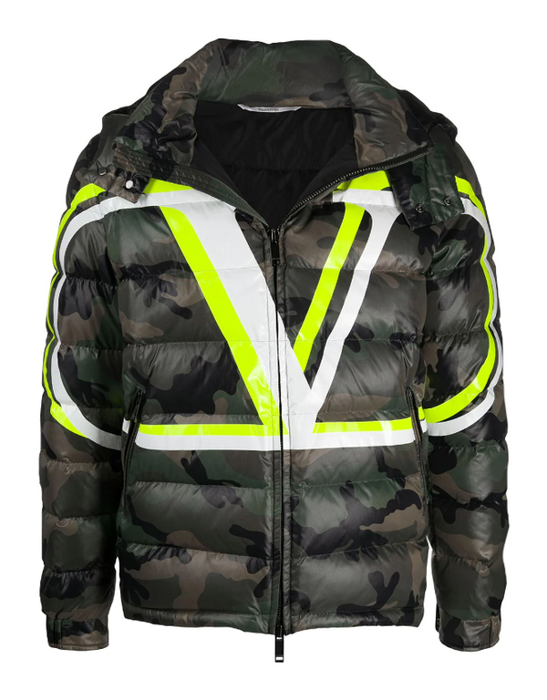 Valentino VLOGO camouflage quilted puffer jacket