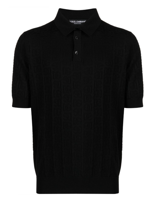 Dolce & Gabbana silk jacquard polo-shirt with DG logo