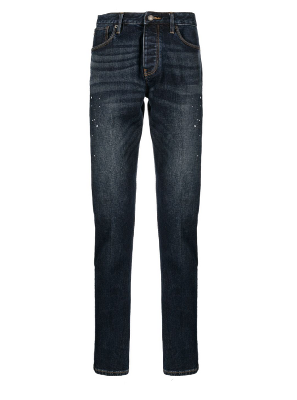 Emporio Armani J75 slim-fit vintage-look denim jeans with spots