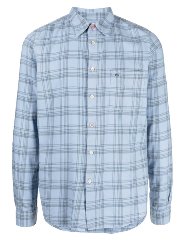 PS Paul Smith logo-embroidered plaid shirt