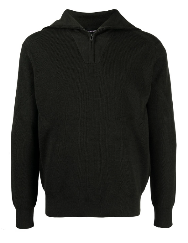 Emporio Armani half-zip fine-ribbed jumper