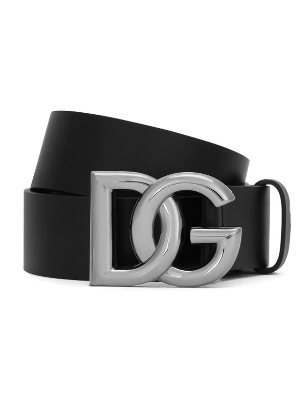 Dolce & Gabbana lux leather belt with crossover DG logo buckle