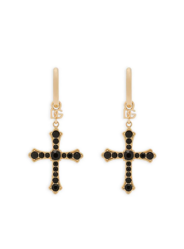 Dolce & Gabbana Creole earrings with rhinestone crosses