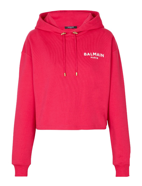 Balmain flocked logo hoodie