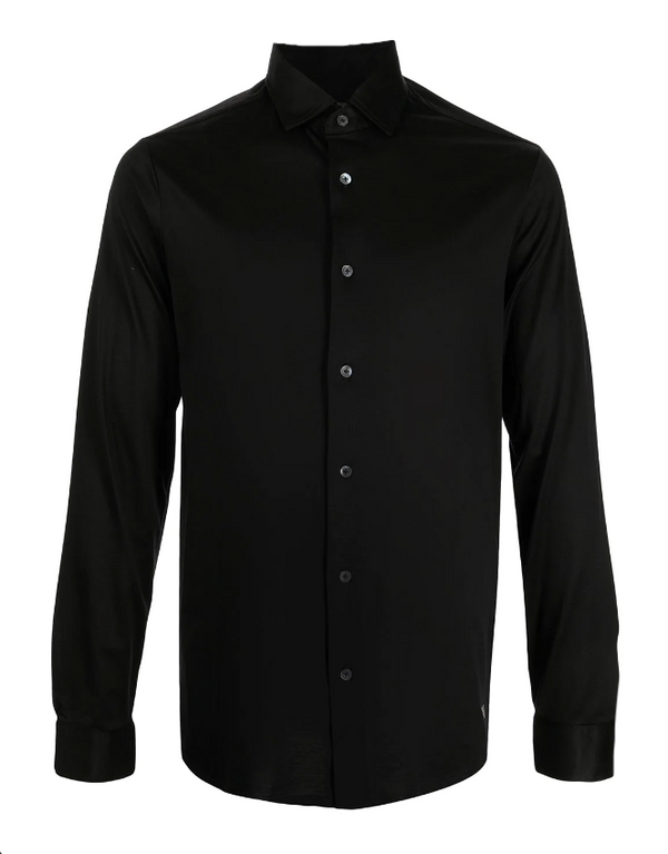 Emporio Armani lyocell-blend black button-up shirt